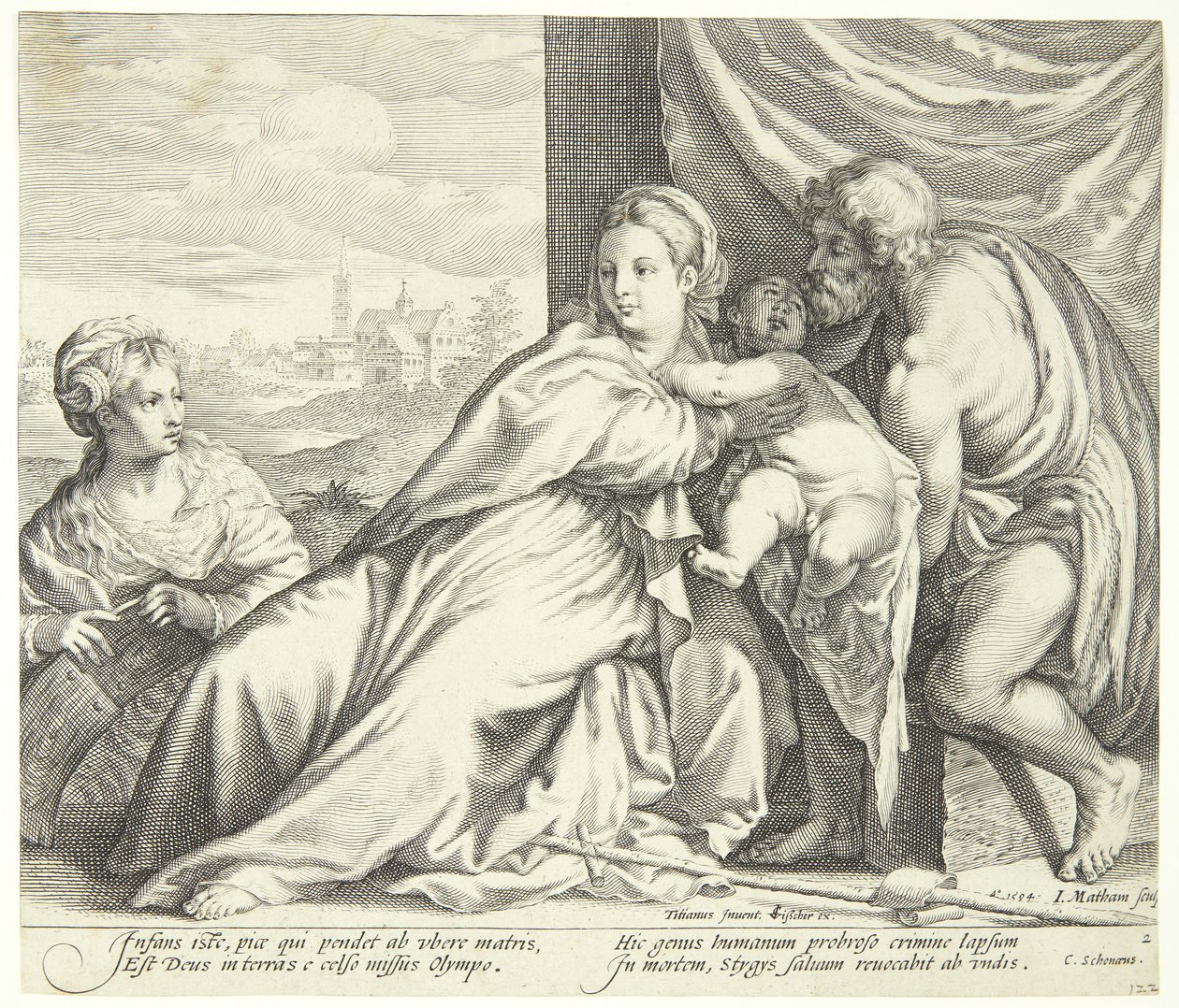 Madonna ve St. John the Baptist ve St. Catherine ile çocuk by Jacob Matham