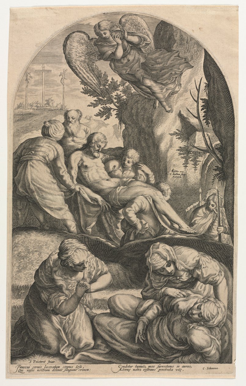 İsa'nın Bedenini Mezara Taşıyan Müritleri, 1594. by Jacob Matham