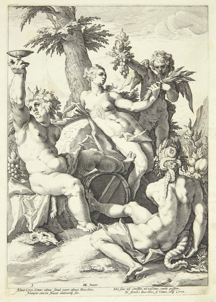 Ceres ve Bacchus olmadan Venüs donar by Jacob Matham