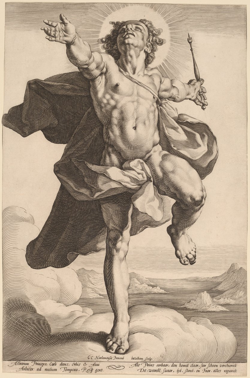 Apollon olarak Sol by Jacob Matham, after Cornelis Cornelisz van Haarlem