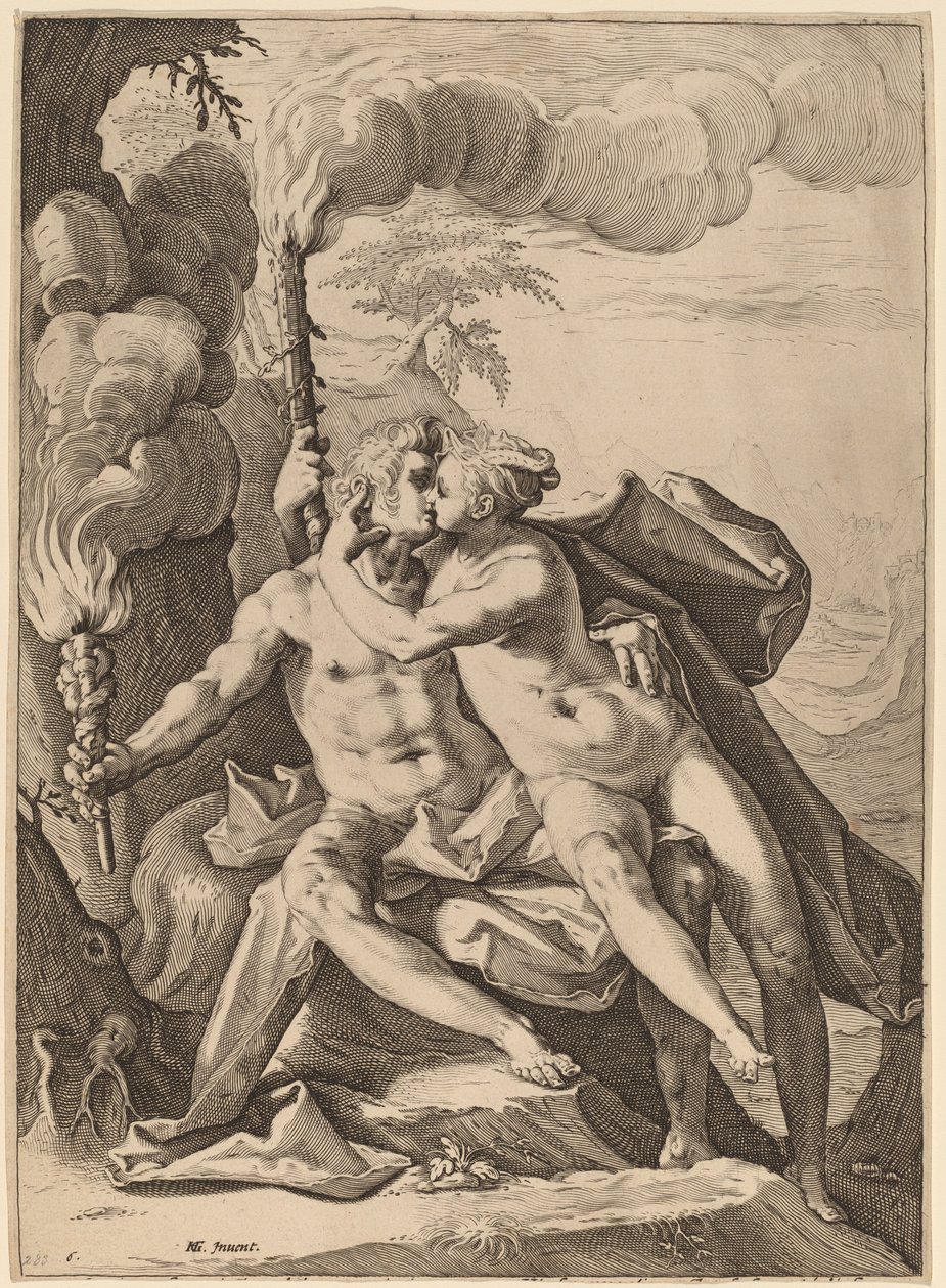 Eros ve Anteros by Jacob Matham after Hendrik Goltzius