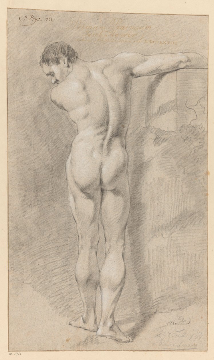 Ayakta duran erkek çıplak, arkadan bakıldığında (1.lik ödülü 1768) by Jacob Maurer