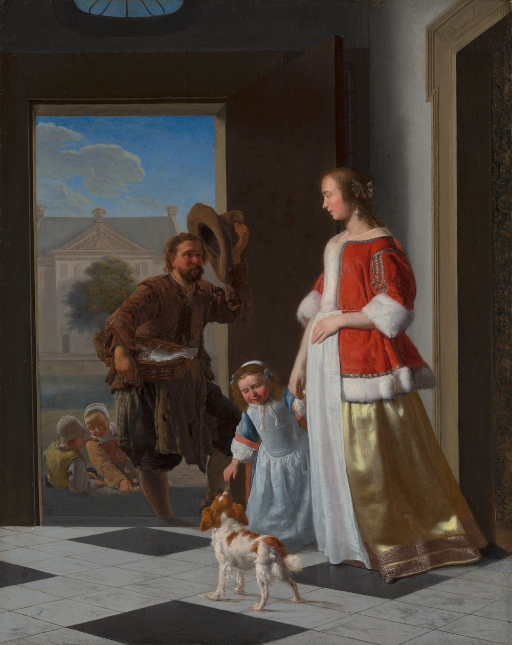 Kapıdaki Bir Balıkçı, 1663 (panelde tuval üzerine yağlıboya) by Jacob Lucasz Ochtervelt