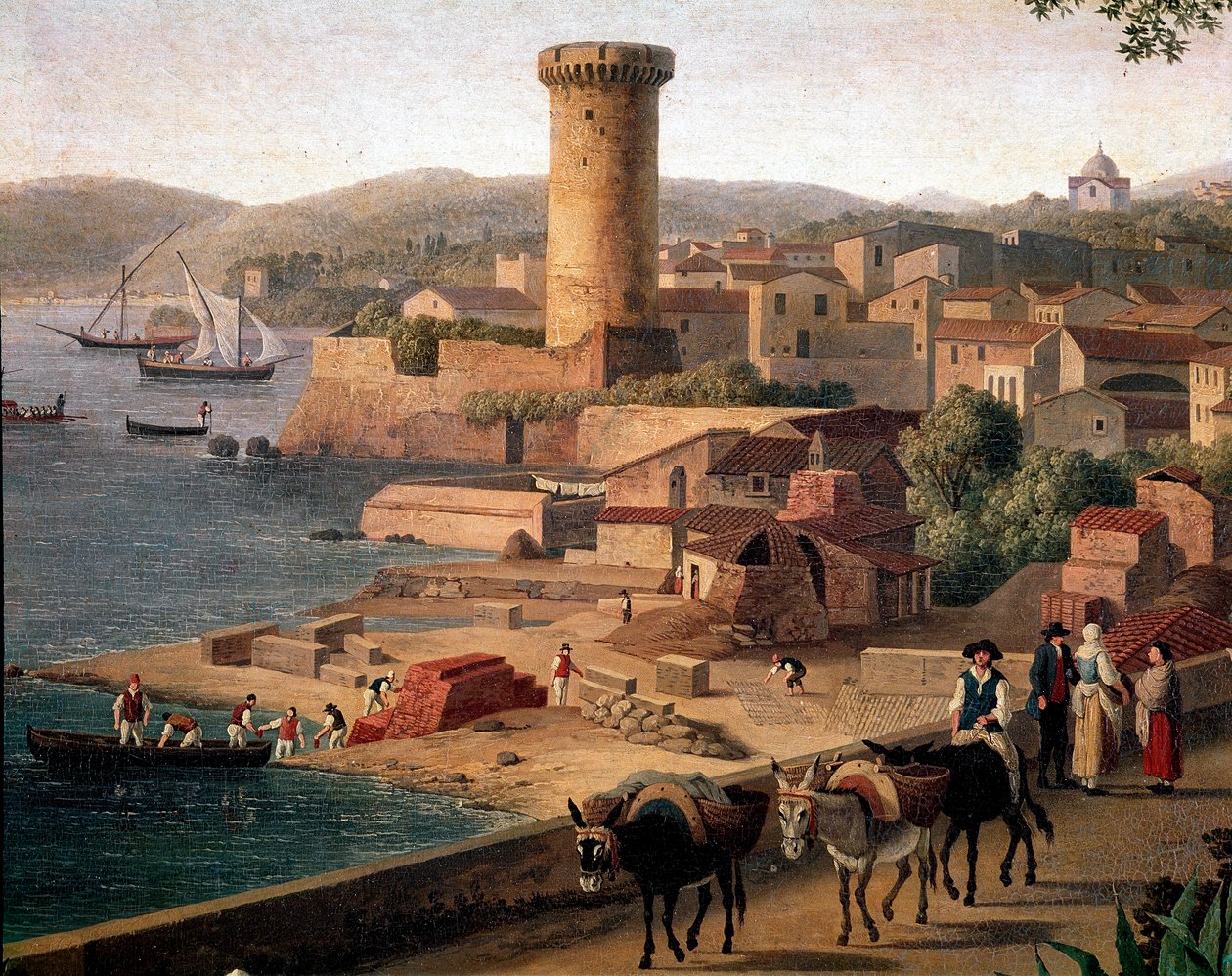 Tuğla fabrikası Detay ile Gaeta (Gaete) Peyzaj. Jacob Philipp Hackert dit Hackert d