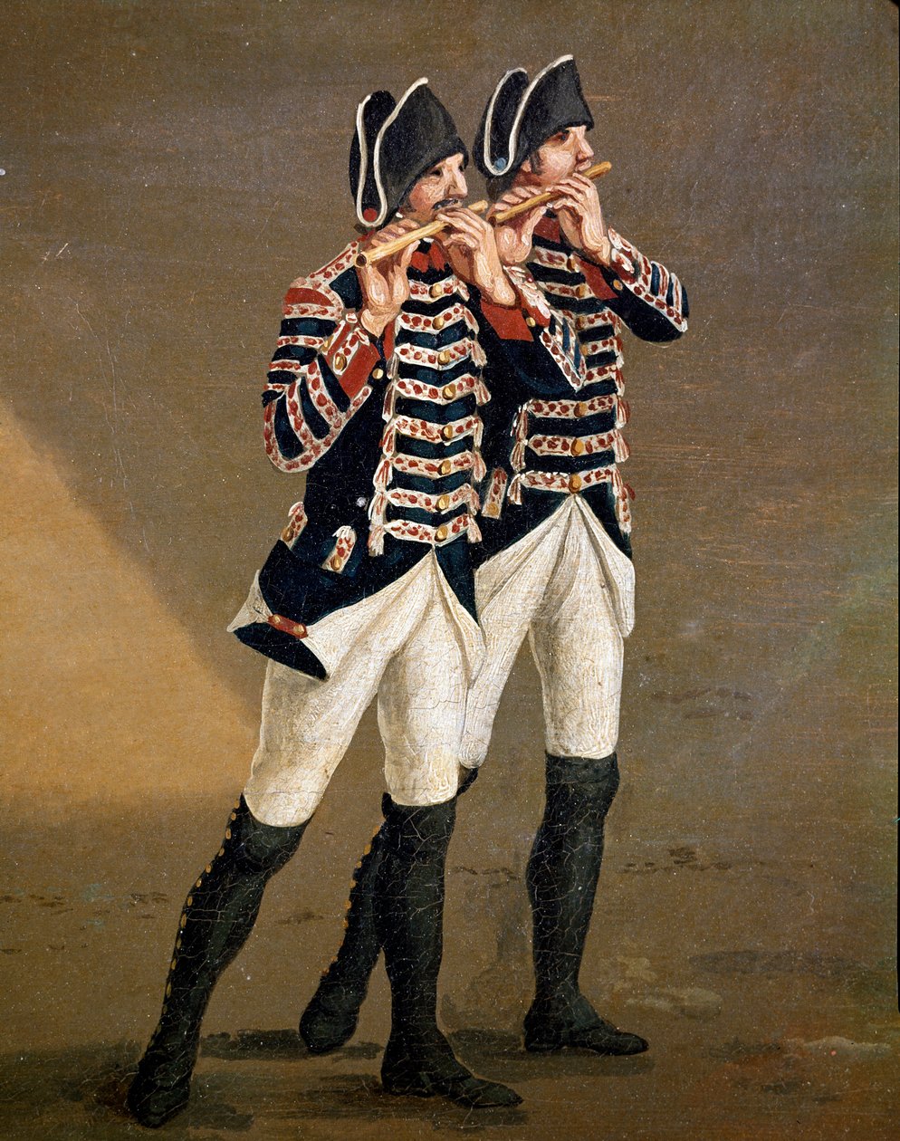 Bourbon Orkestrası Müzisyenleri (borbon orkestrasının flütçüleri) Ayrıntı - Jacob Philipp Hackert tarafından yapılmış tablo Hackert d