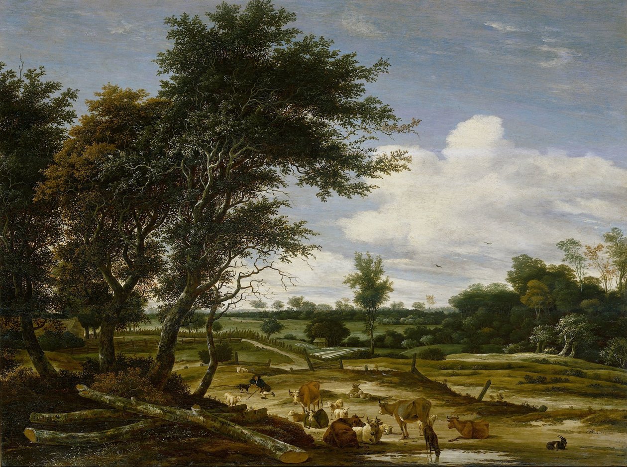 Çoban ve sığır ile manzara by Jacob Salomonsz. van Ruysdael
