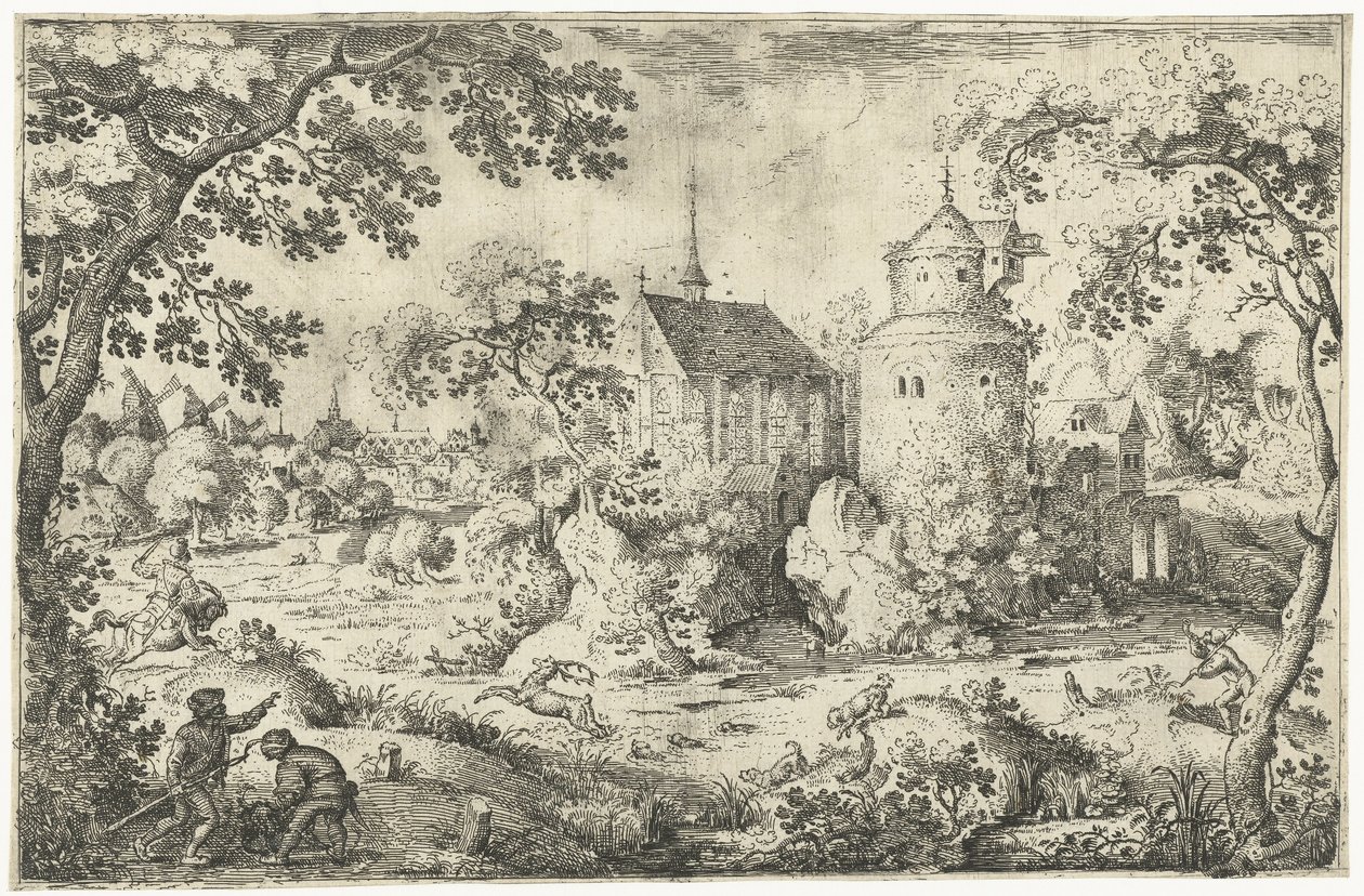 Şapelde geyik avı İki geyik avı sahnesi (dizi adı) by Jacob Savery (I)