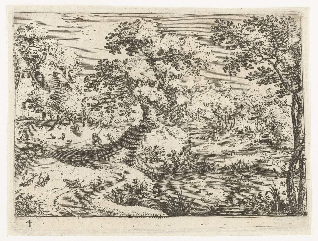 Evlerin yakınında gezginlerle manzara Gezginlerle altı manzara (dizi başlığı) by Jacob Savery (I)