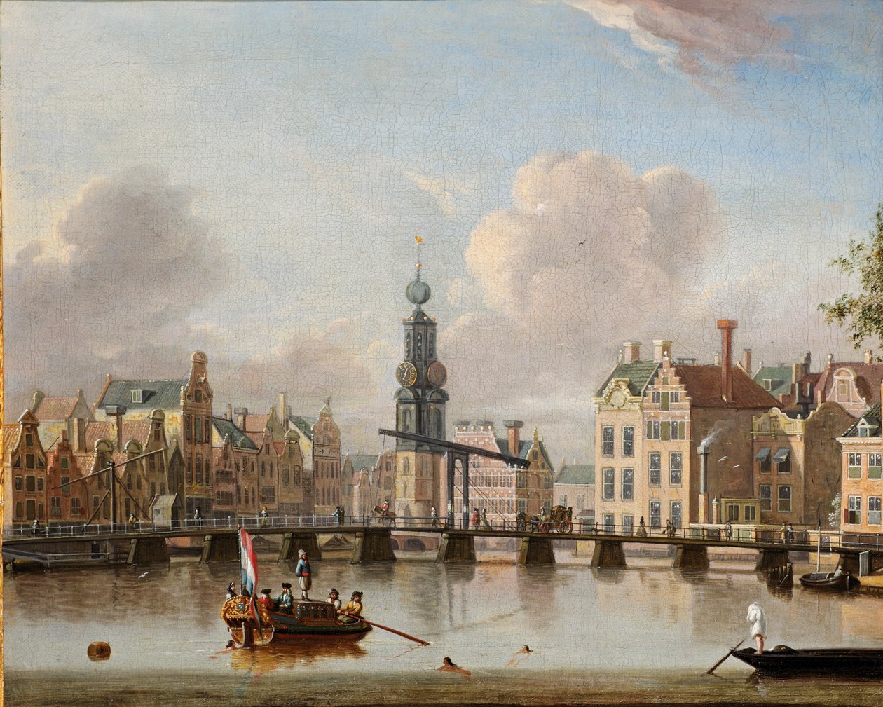 Teknelerde ve kanalda yüzen figürlerle Munt, Amsterdam