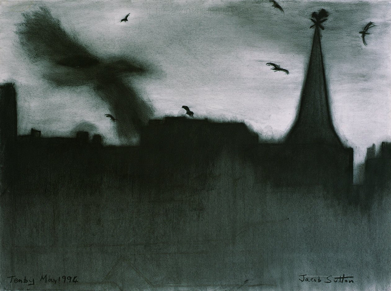 Tenby, 1994 (kağıt üzerinde kömür) by Jacob Sutton