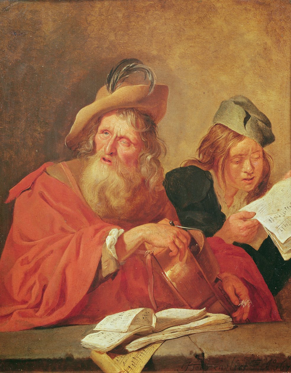 Hurdy-Gurdy Oyuncusu, 1678 by Jacob Toorenvliet