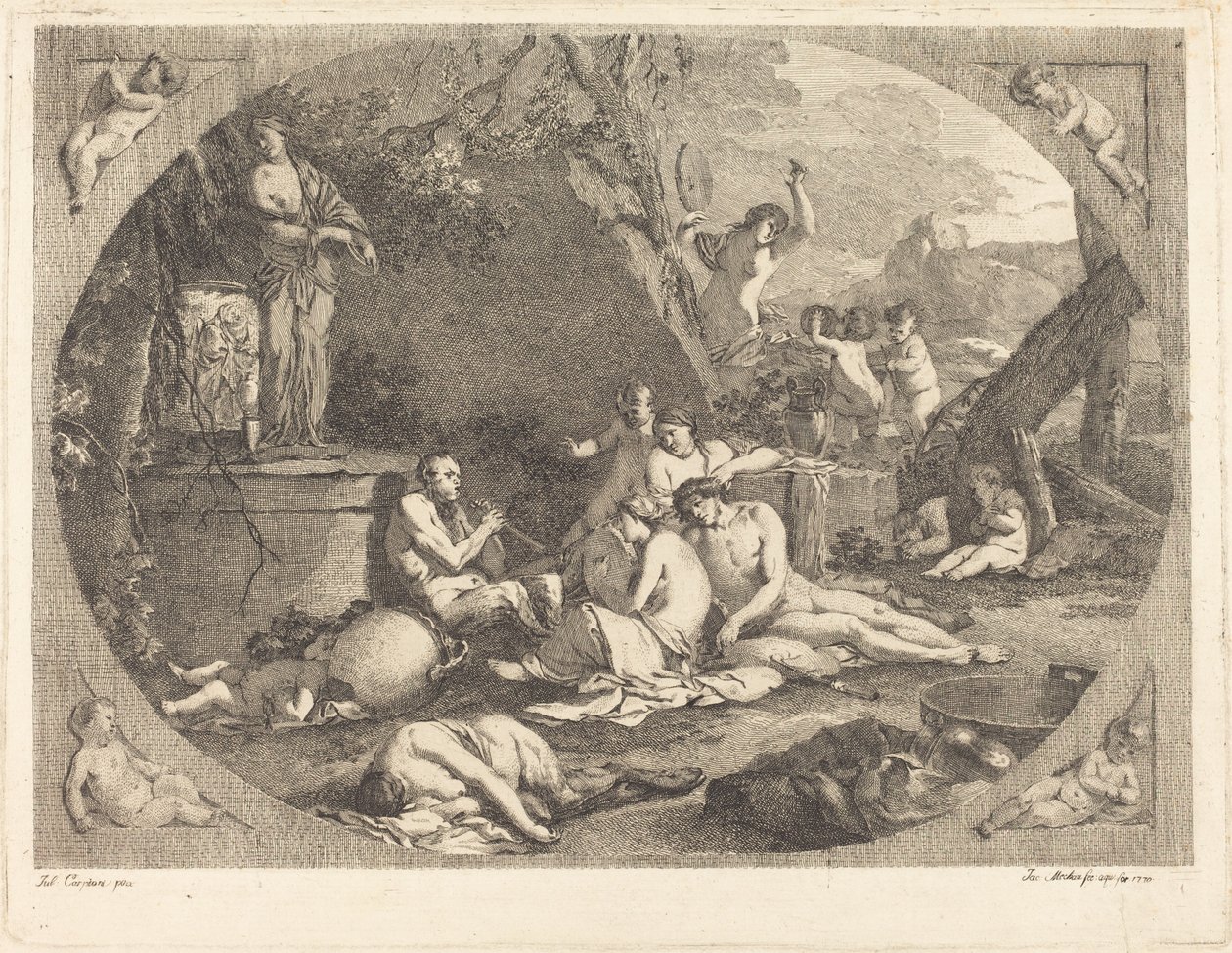 Bacchanal by Jacob Wilhelm Mechau after Giulio Carpioni