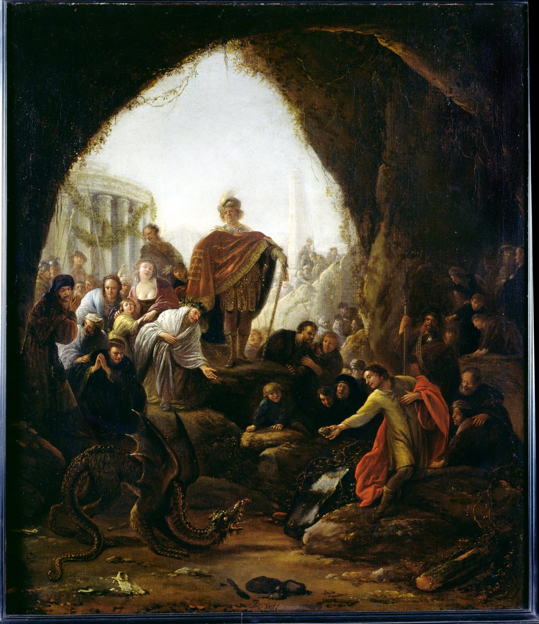 Daniel Baal Ejderhasını Öldürüyor by Jacob Willemsz de Wet or Wett