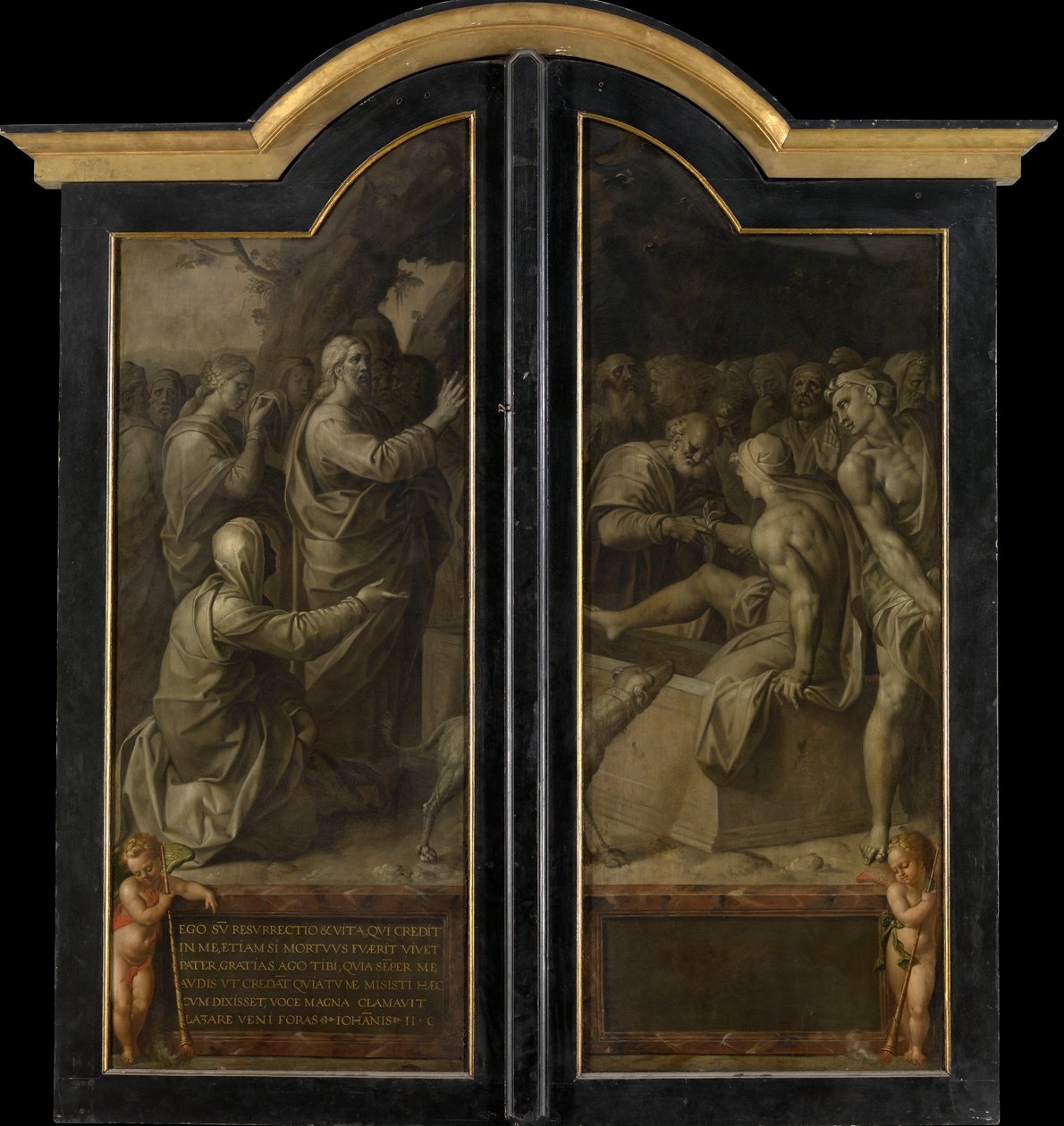 Lazarus'un Yükselişi (kapalı dış paneller) (panel üzeri yağlı boya) by Jacob de Backer