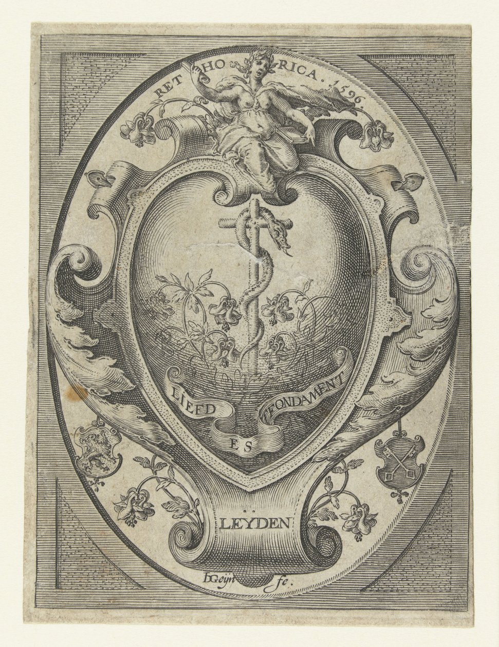 Leiden retorik odasının arması Aşkın temelidir by Jacob de Gheyn (II)