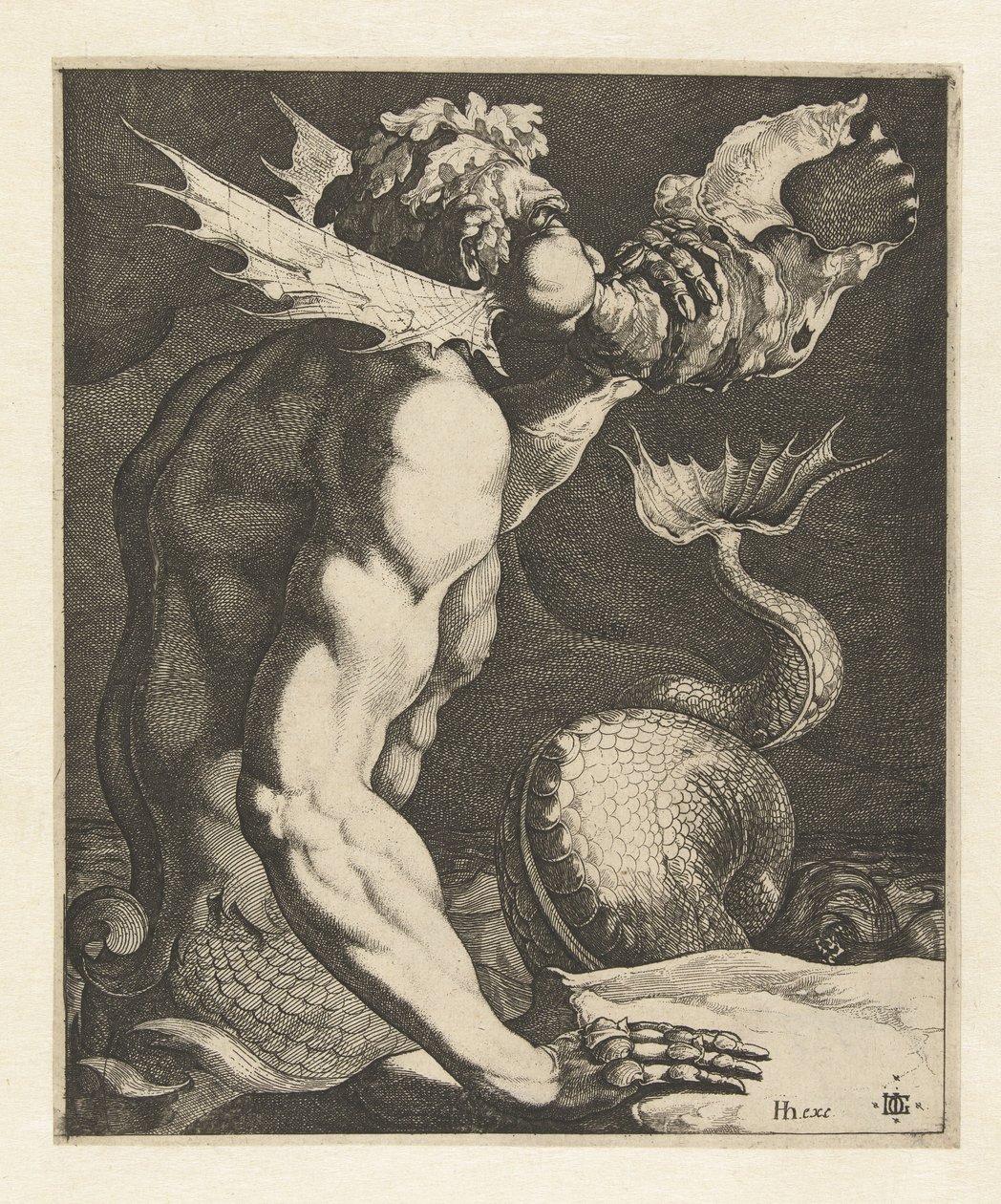 Bir kabuğa üfleyen bir triton by Jacob de Gheyn (III)