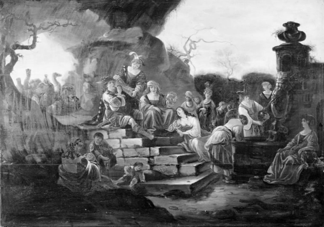 Bir Çeşmenin Yanında Neşeli Şirket by Jacob de Wet d.Æ.
