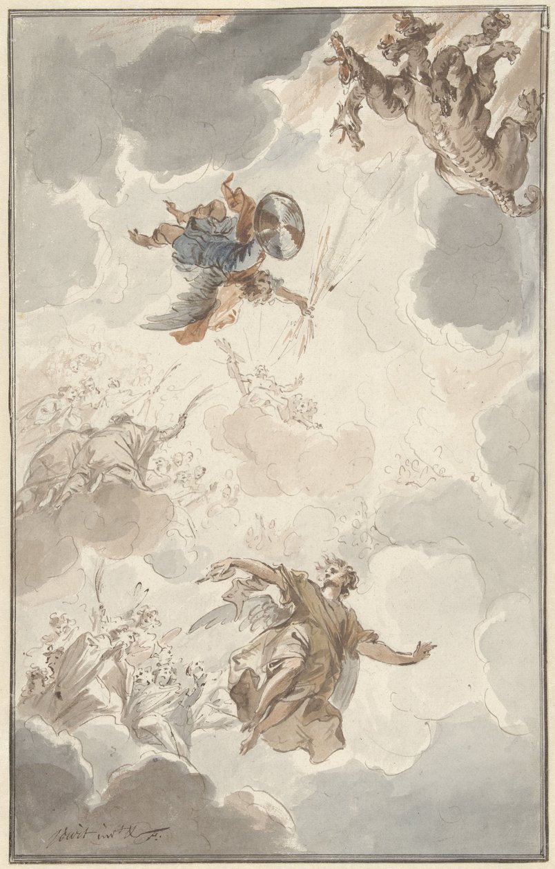 Başmelek Mikail ejderhayı yendi by Jacob de Wit