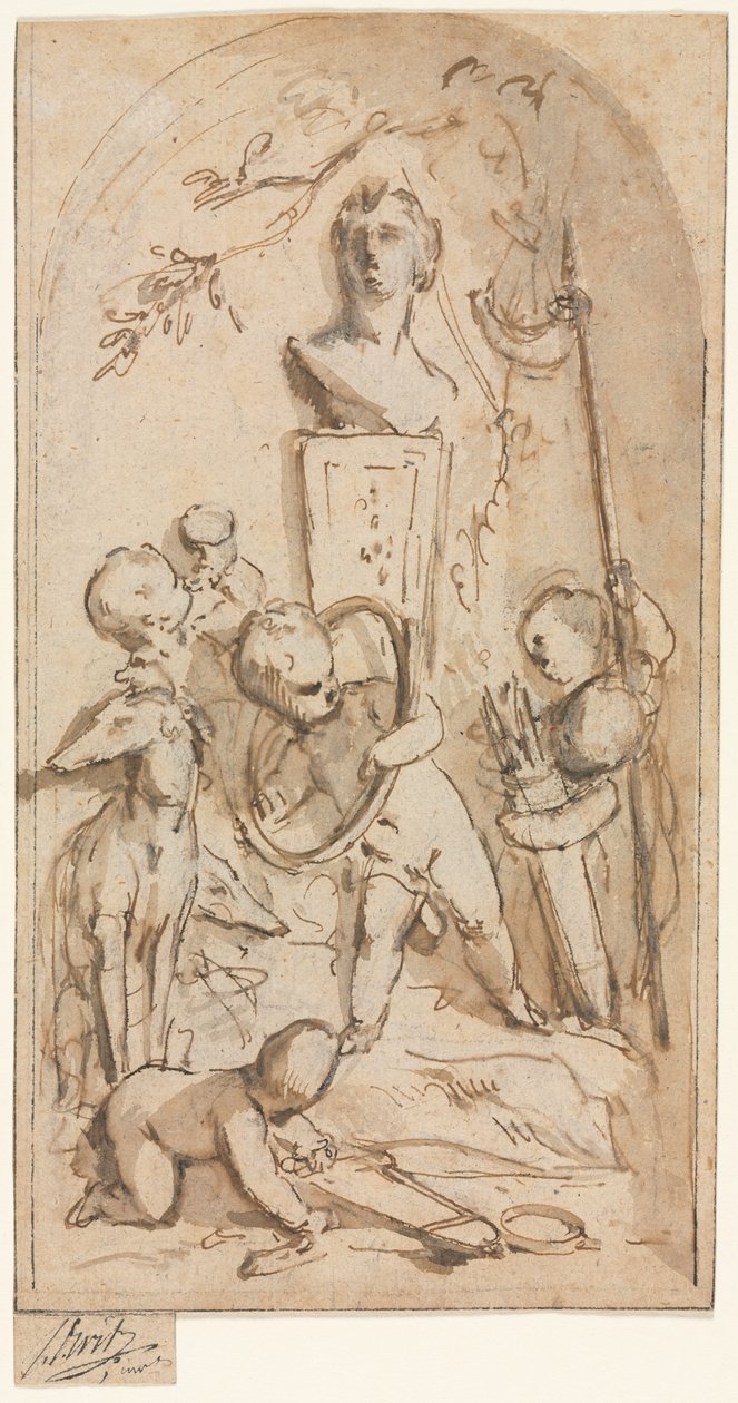Putti ve Av Nitelikli Diana Büstü by Jacob de Wit