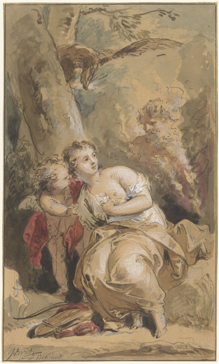 Kartal ile Callisto, Amor ve Jüpiter by Jacob de Wit