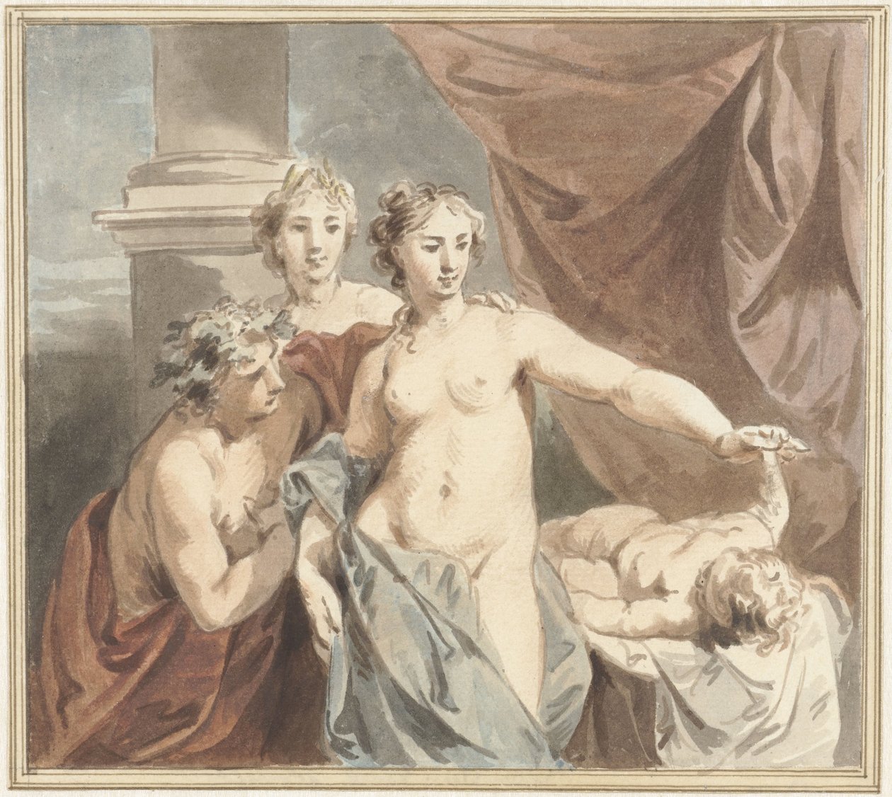 Ceres, Venüs, Bacchus ve Uyuyan Aşk by Jacob de Wit