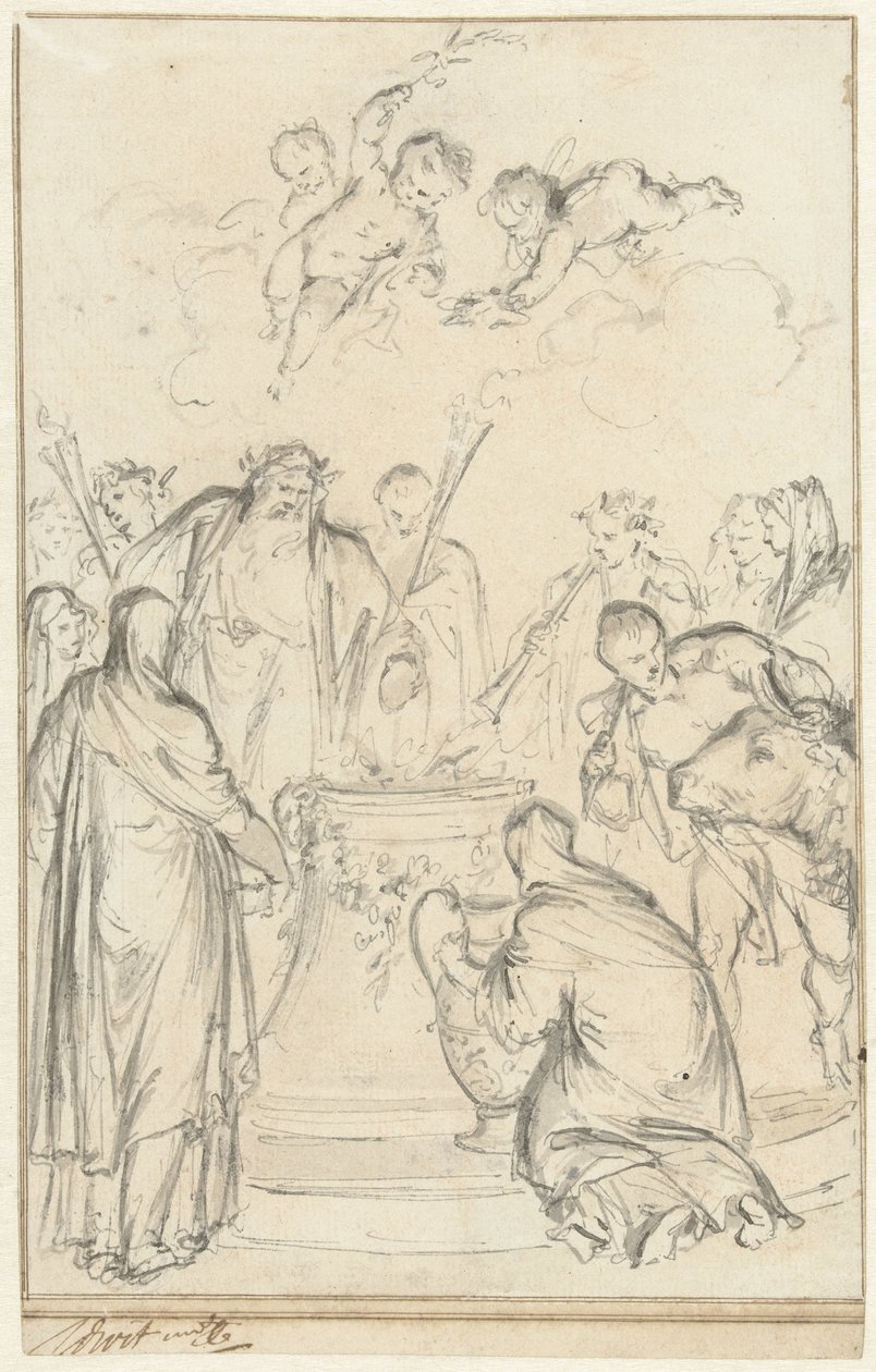 Pagan Rahipler Bir Sunakta Kurban Ederler by Jacob de Wit