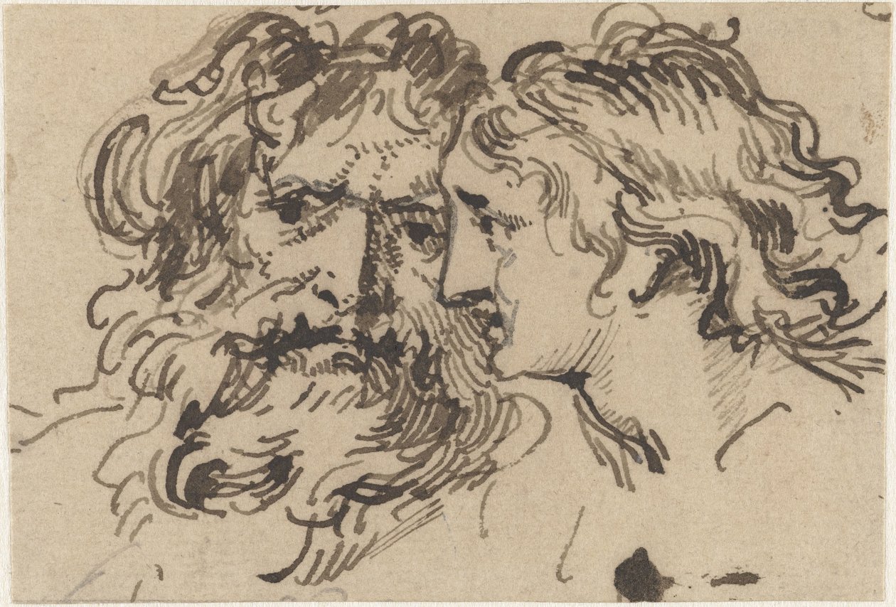 Yaşlı bir adam ve genç bir kadının başı by Jacob de Wit