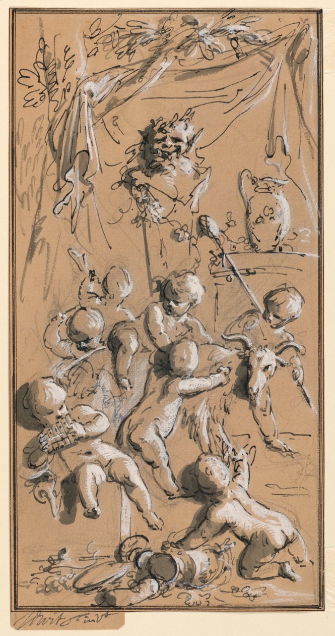 Putti bir herm önce oynuyor by Jacob de Wit