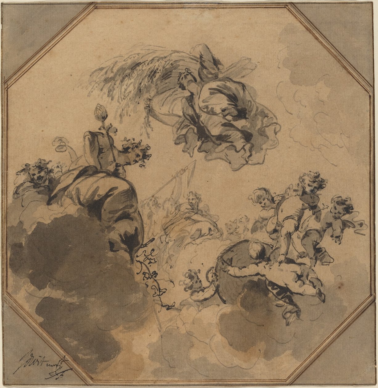 Tavan Çalışması: Dionysos ve Ceres ile Hasat Alegorisi by Jacob de Wit