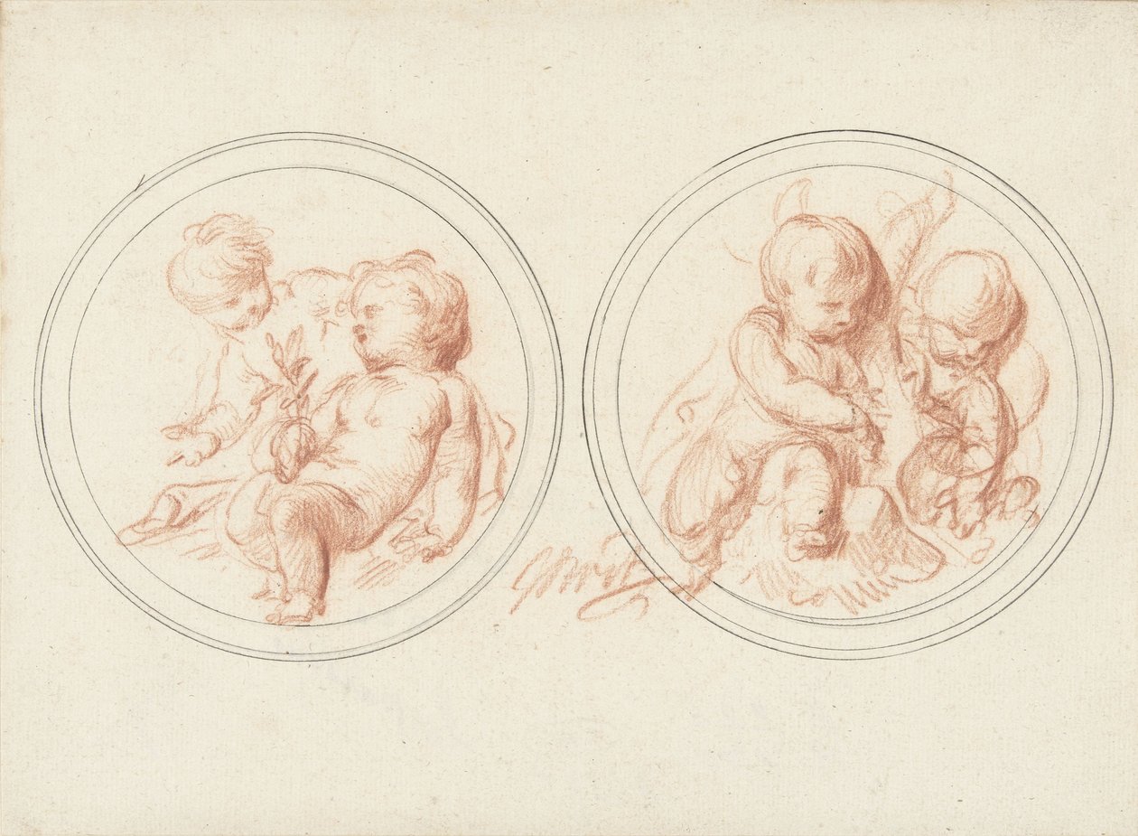 Çocuklu iki madalyon by Jacob de Wit