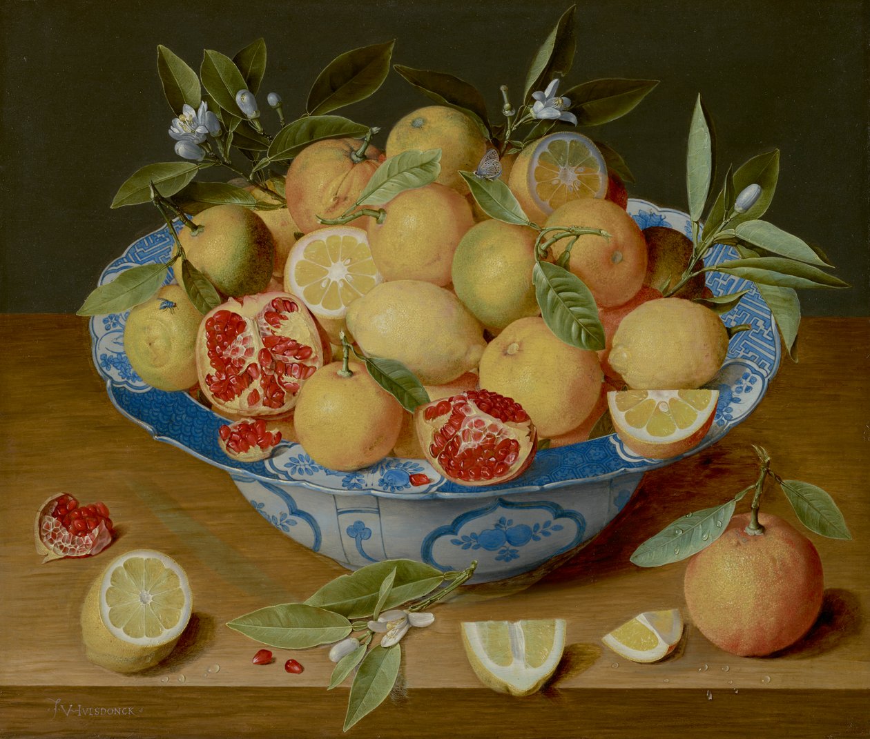 Limonlu, Portakallı ve Narlı Natürmort, c.1620-40 (panelde yağlı boya) by Jacob van Hulsdonck