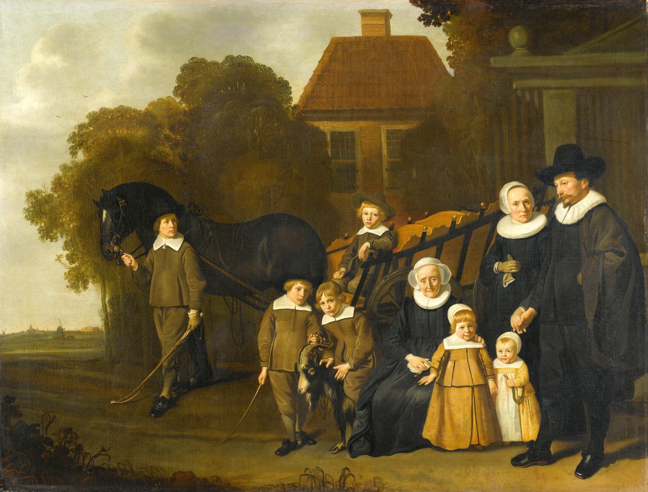 Meebeeck Cruywagen Ailesinin Amsterdam yakınlarındaki Uitweg'deki Kır Evlerinin Kapısında Grup Portresi by Jacob van Loo (attributed to)