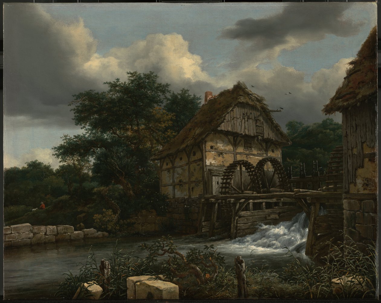 İki Su Değirmeni ve Bir Açık Kanal by Jacob van Ruisdael