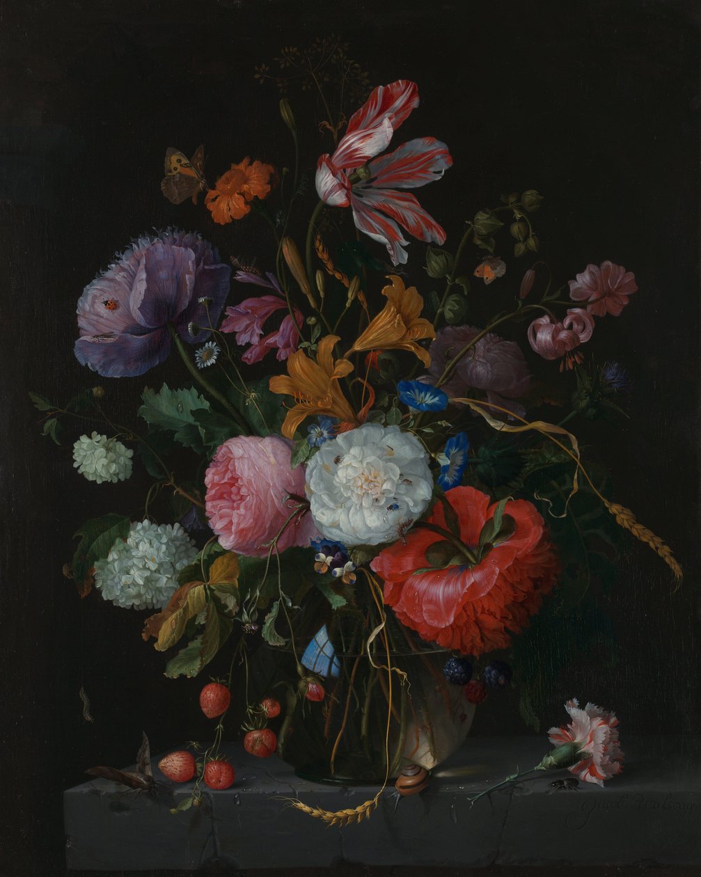 Cam Vazoda Çiçekler, c.1670 by Jacob van Walscapelle