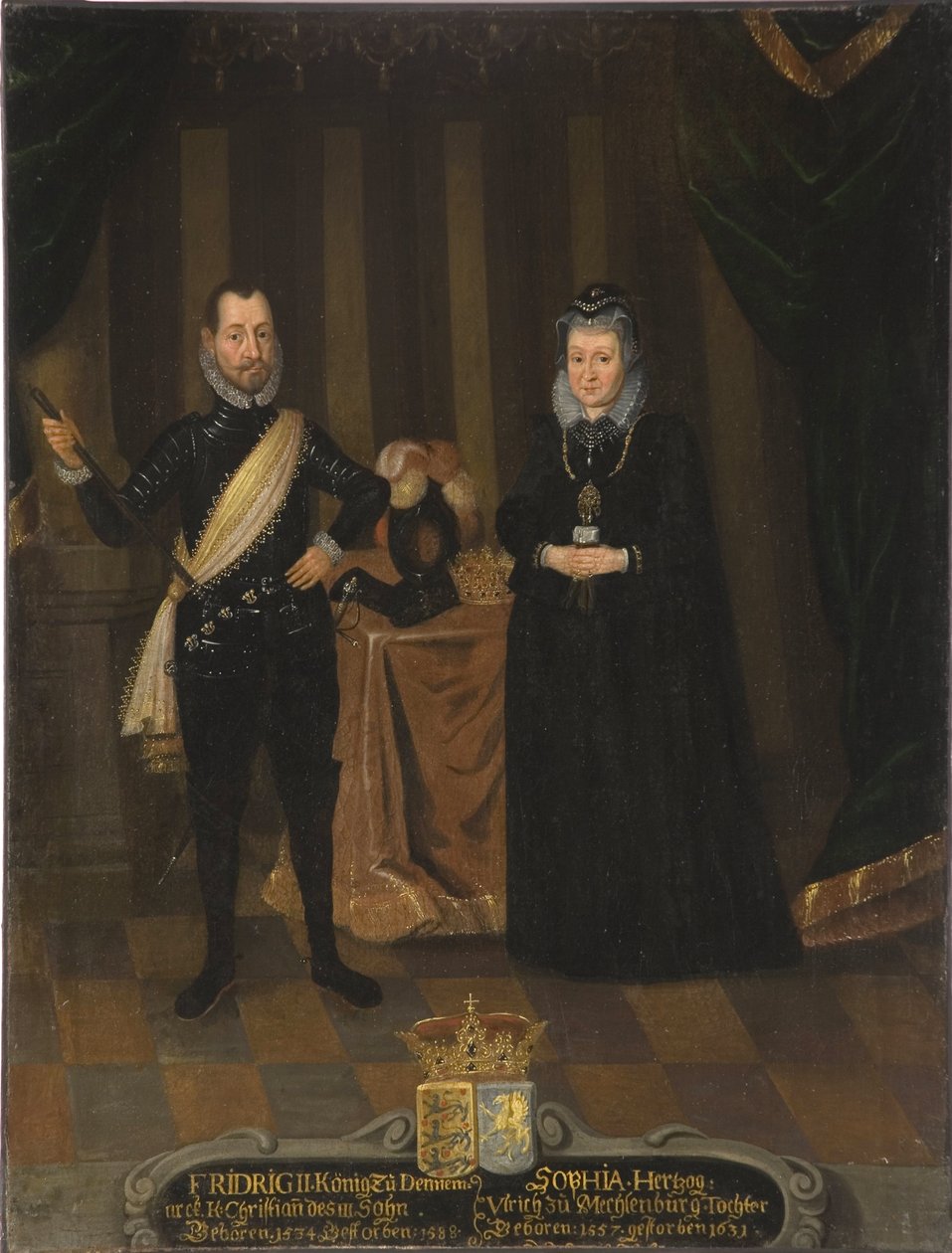 Danimarka ve Norveç Kralı II. Frederic ve Mecklenburg Kralı Sophie - Danimarka Kralı II. Frederick (1534-1588) ve Danimarka Kraliçesi Sophie (1557-1631), Van Doordt, Jacob tarafından (?-1629). Tuval üzerine yağlıboya. Boyut: 101x79cm. Ulusal Müze Stoku by Jacob van der (fl.1610 29) Doordt