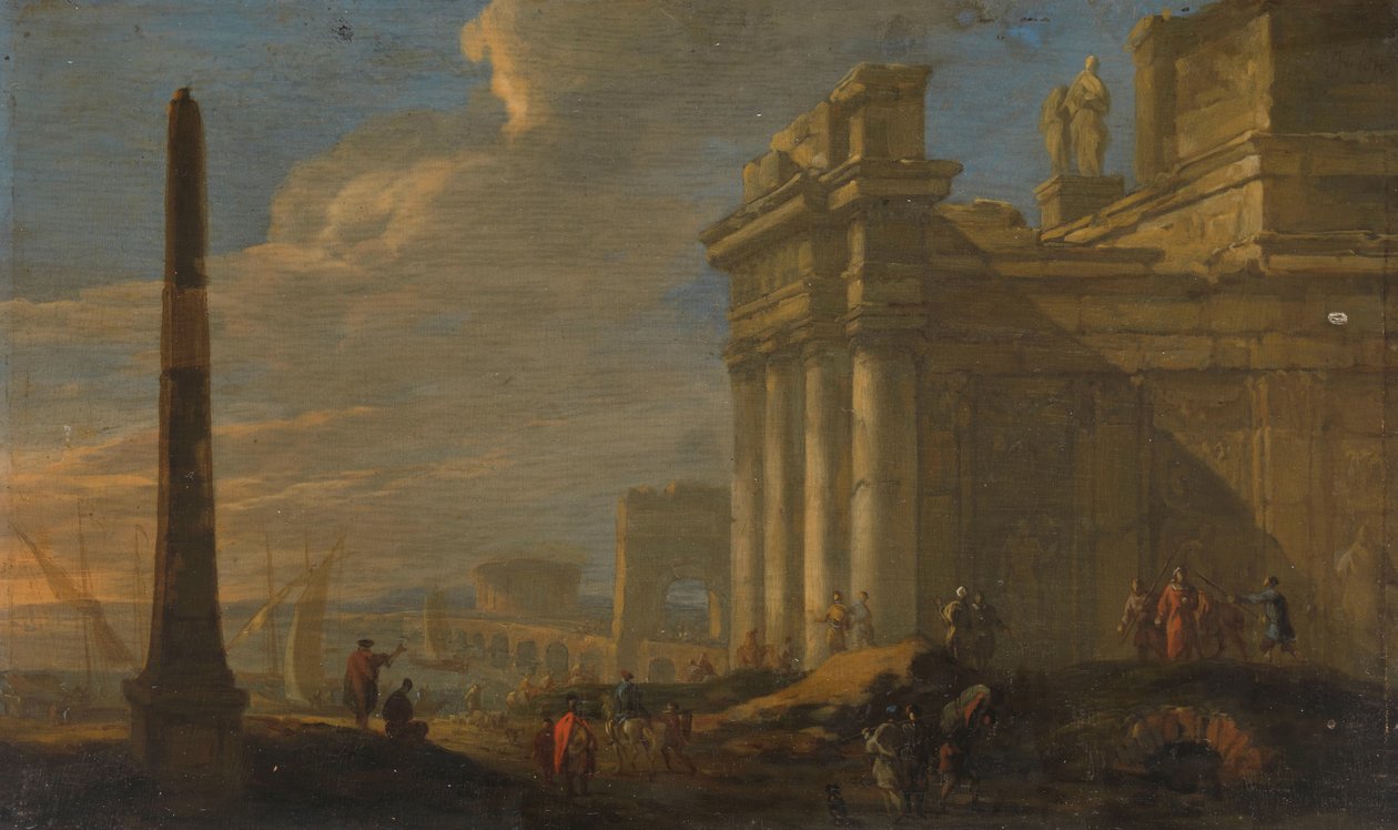 İtalyan liman manzarası by Jacob van der Ulft (signed by artist)