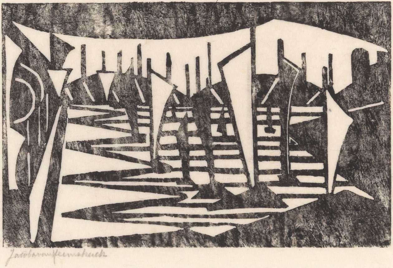 Kompozisyon (Limandaki Tekneler) by Jacoba van Heemskerck (signed by artist)
