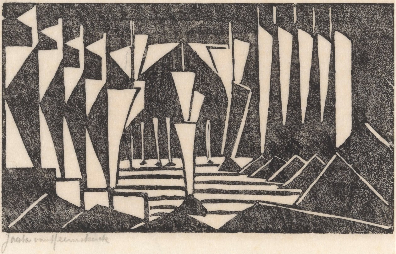 Kompozisyon (Gölde Yelkencilik) by Jacoba van Heemskerck (signed by artist)