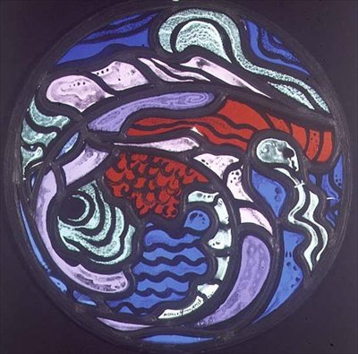 Soyut kompozisyon, madalyon (vitray) by Jacoba van Heemskerck