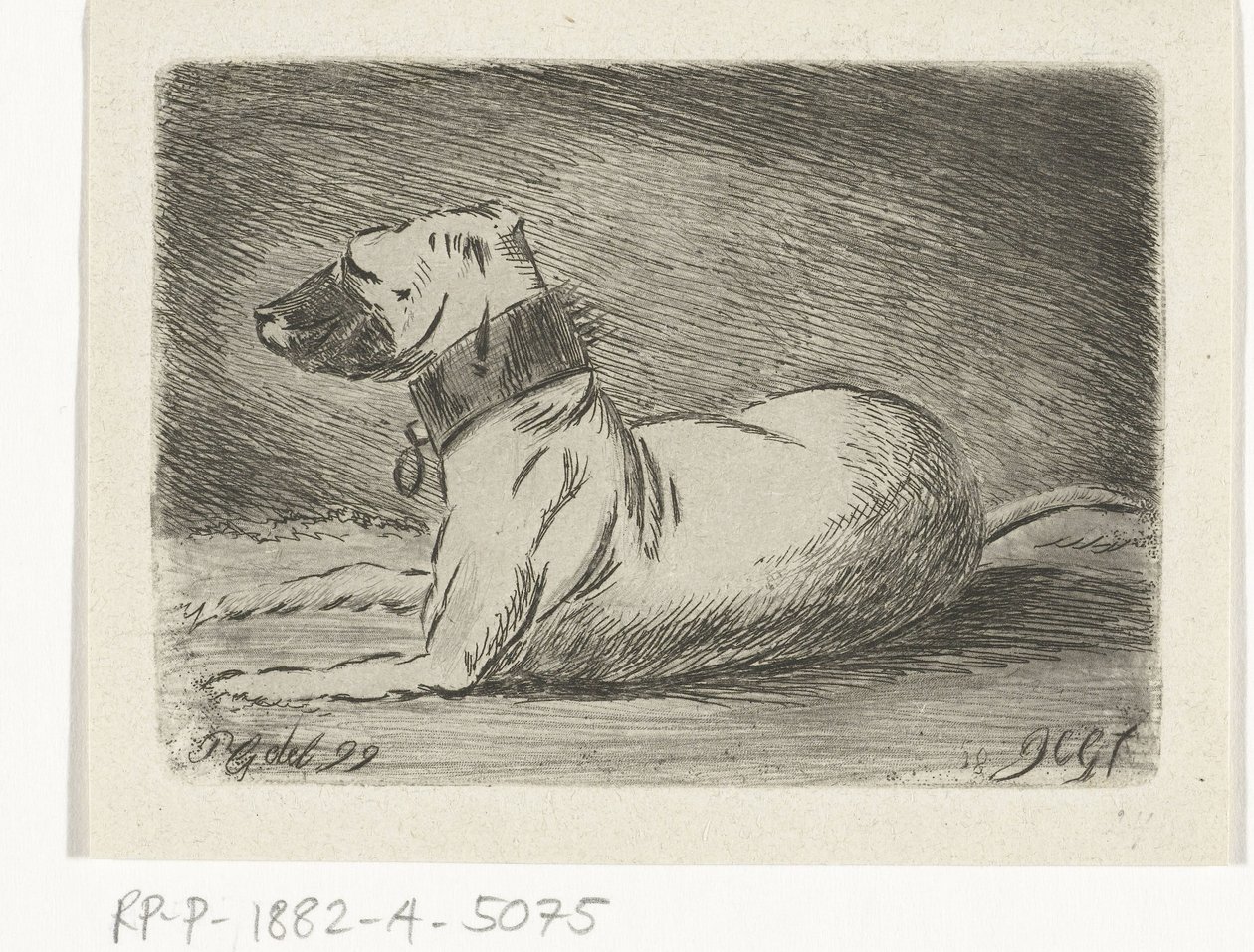 tasmalı uzanmış köpek by Jacobus Cornelis Gaal