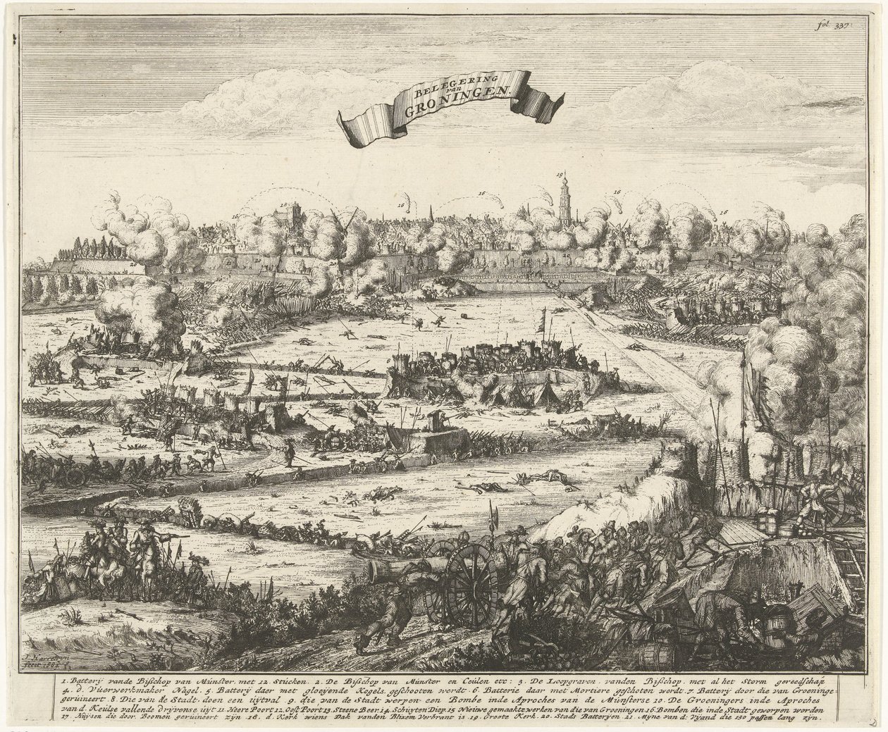 Groningen Kuşatması, 1672 Groningen Kuşatması (nesne üzerindeki başlık) by Jacobus Harrewijn