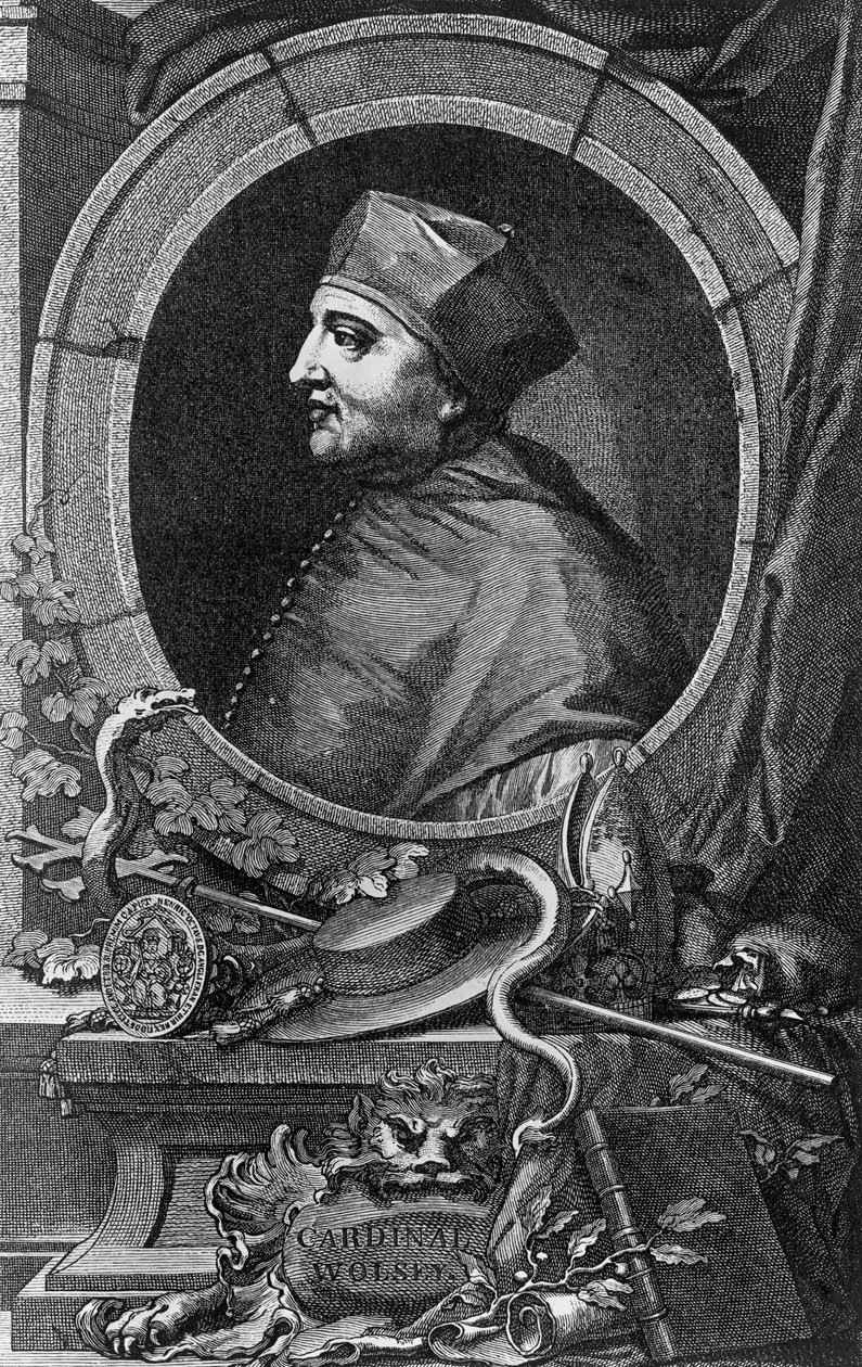 İngiliz kardinal ve devlet adamı Thomas Wolsey'in (1478-1530) portresi, Jacobus Houbraken'in (1698-1780) gravürü by Jacobus Houbraken