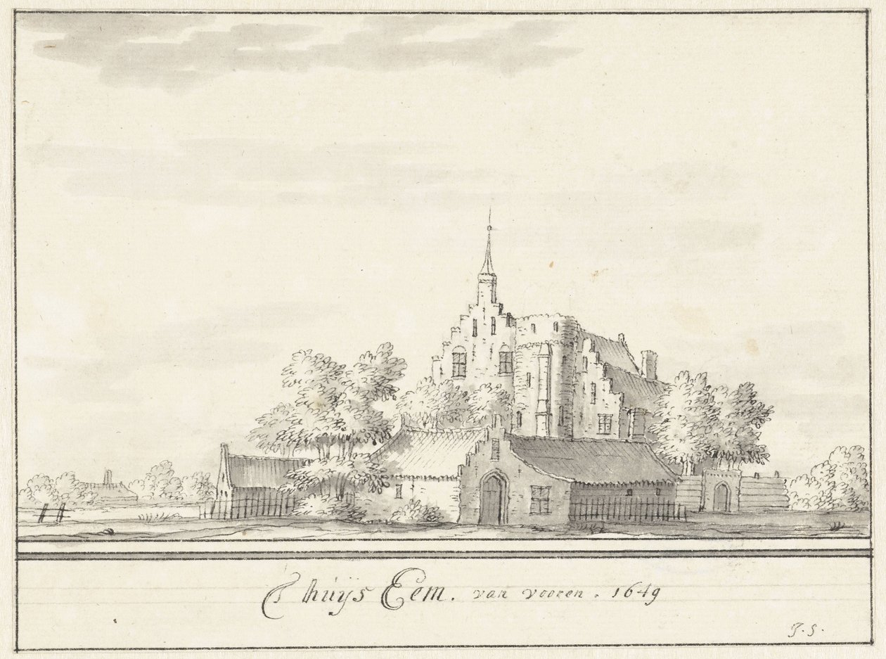 ev Eem Eem evi, önden. 1649 (nesne üzerindeki başlık) by Jacobus Stellingwerff