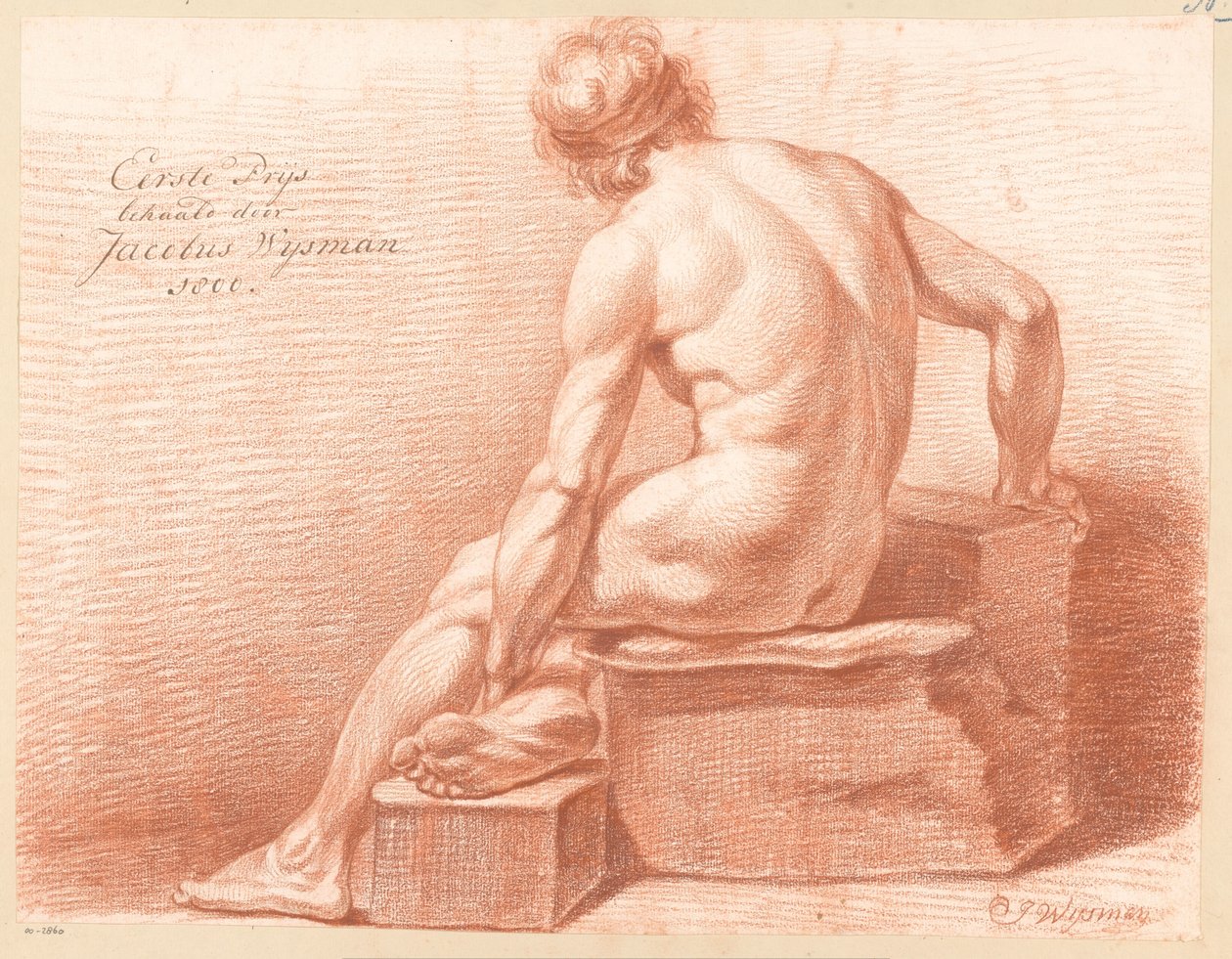 Oturan Erkek Çıplak, Arkadan Görünüm (1. Ödül 1800) by Jacobus Wijsman