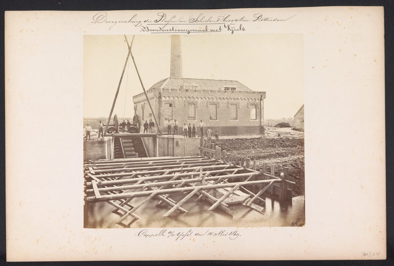 Vijzels / Capelle aan den IJssel den 14 Mayıs 1869 ile Buhar Pompa İstasyonunun altında (nesnedeki başlık) Rotterdam