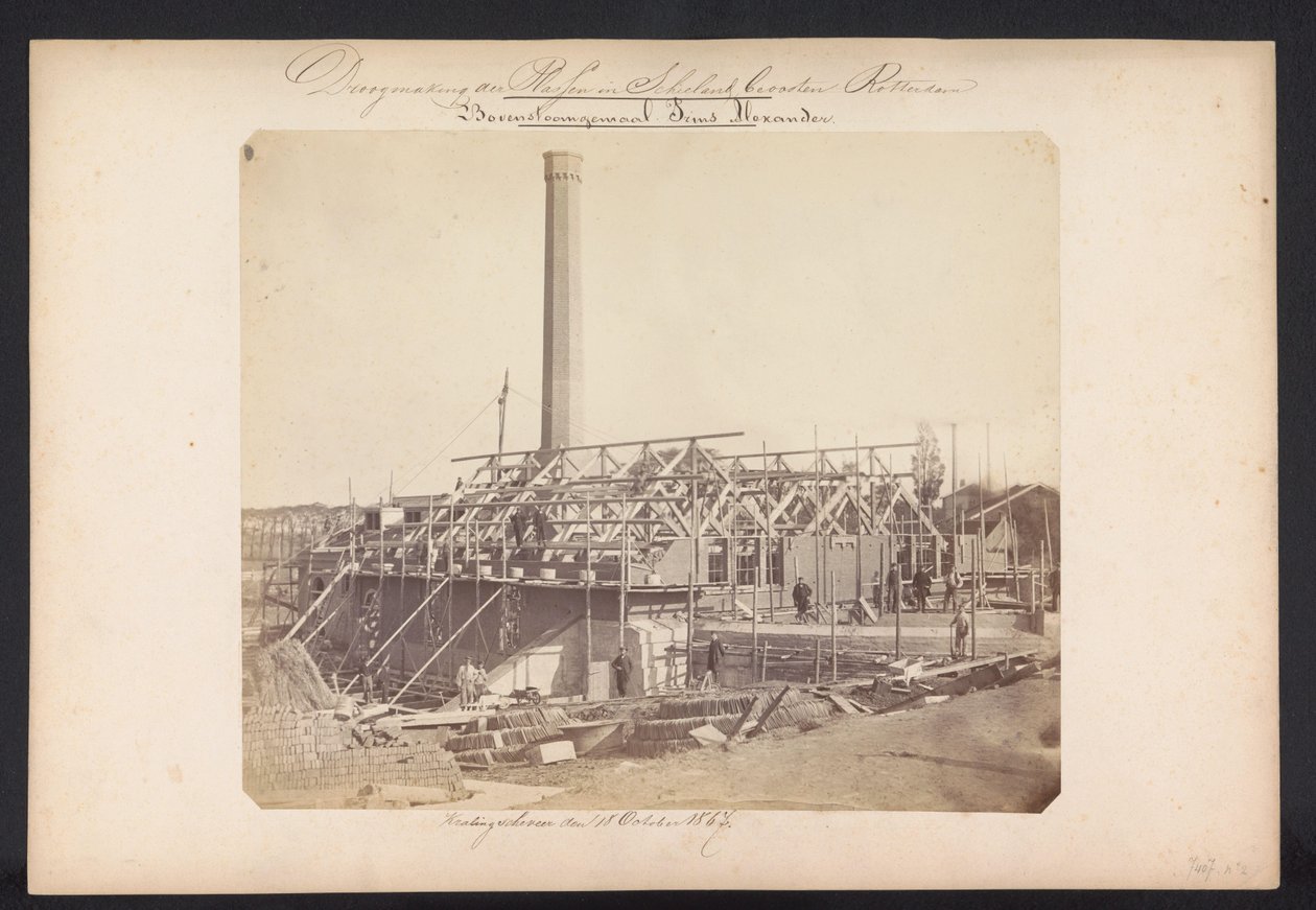 Bovenstoom pompa istasyonu Prins Alexander / Kralingscheveer den 18 Ekim 1867 (nesne üzerindeki başlık) Rotterdam