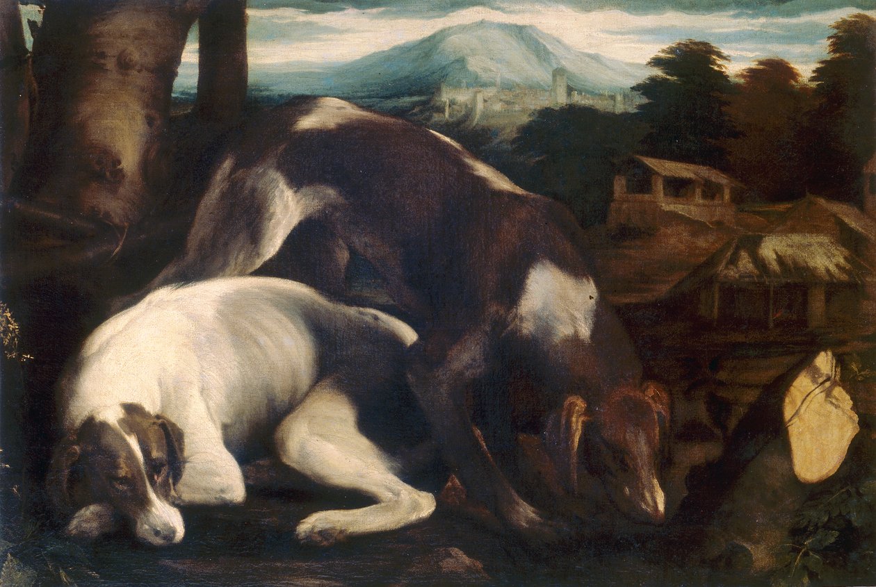 İki köpek by Jacopo Bassano