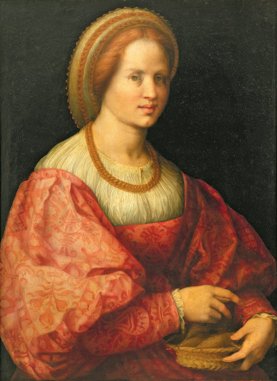 İğ Sepetli Bir Kadın Portresi, c.1514-17 by Jacopo Pontormo