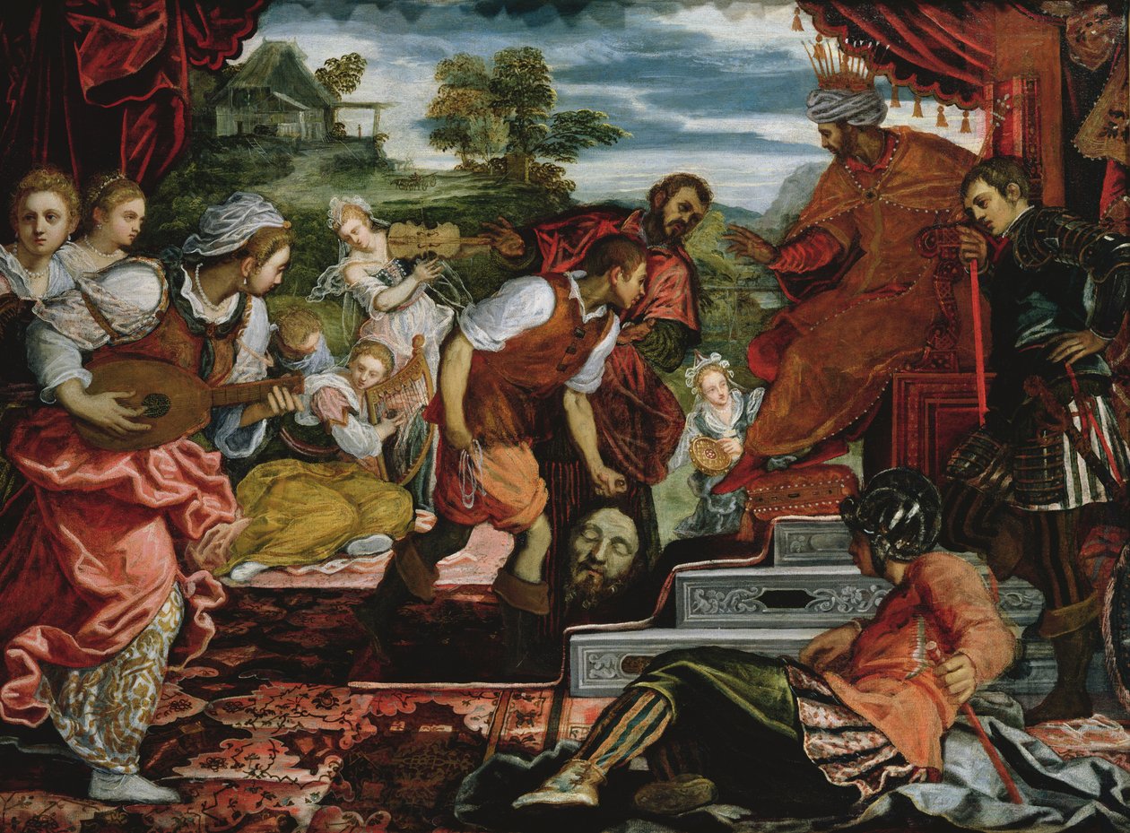 David ve Goliath tuval üzerine yağlı boya by Jacopo Robusti Tintoretto