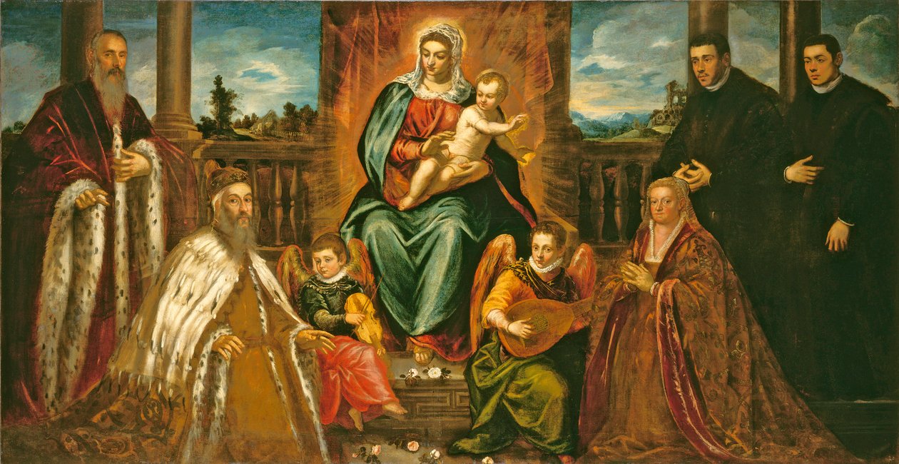 Doge Alvise Mocenigo ve Madonna ve Çocuktan Önce Ailesi, c.1573 by Jacopo Robusti Tintoretto